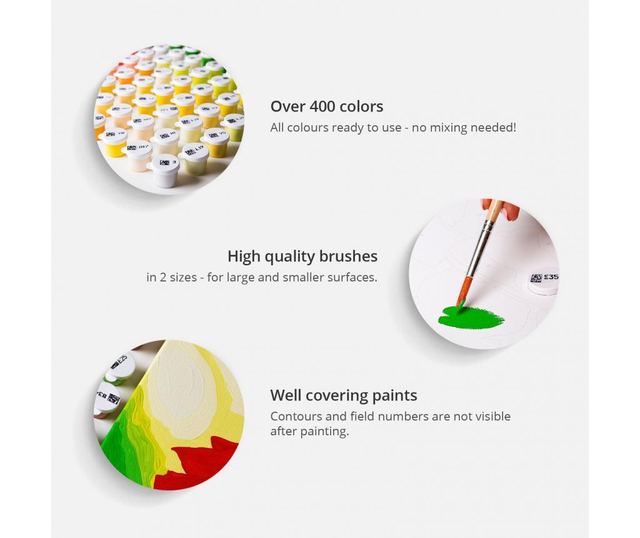Kit tablou canvas DIY dupa numere Artgeist, Colourful Flowers