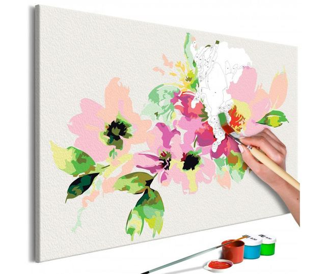 Kit tablou canvas DIY dupa numere Artgeist, Colourful Flowers