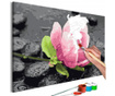 Καμβάς ζωγραφικής ανά αριθμό κιτ Do It Yourself Pink Flower and Stones 40x60 cm