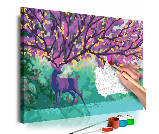 Καμβάς ζωγραφικής ανά αριθμό κιτ Do It Yourself Purple Deer 40x60 cm