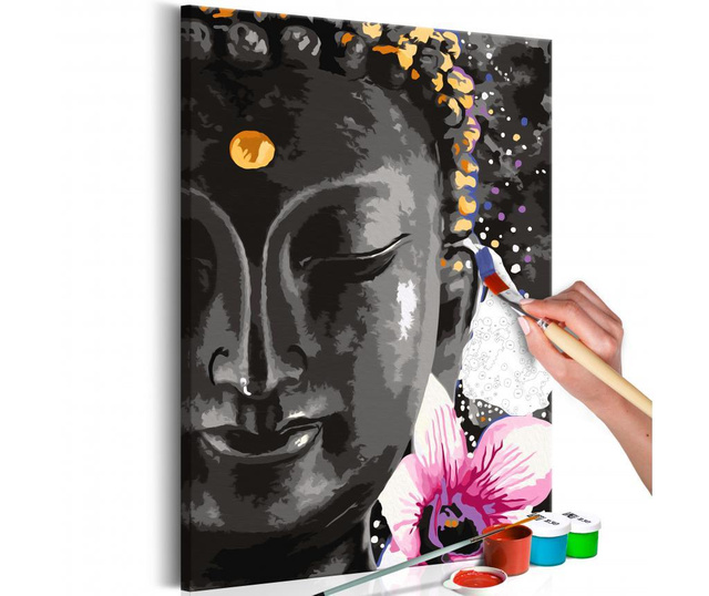 Slika na platnu s številkami iz seta DIY (Naredi Sam) Buddha and Flower 40x60 cm