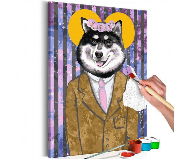 Καμβάς ζωγραφικής ανά αριθμό κιτ Do It Yourself Dog in Suit 40x60 cm
