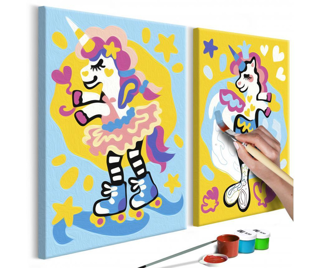 Σετ 2 Do It Yourself πίνακες ανά αριθμό Funny Unicorns 16.5x23 cm