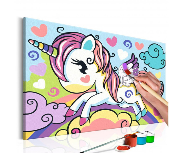 Καμβάς ζωγραφικής ανά αριθμό κιτ Do It Yourself Colourful Unicorn 23x33 cm
