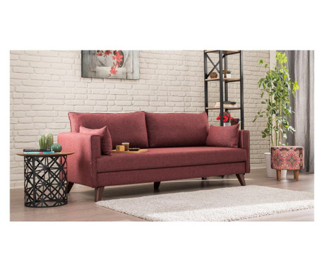 Canapea extensibila cu 3 locuri Balcab Home, rosu claret, 208x81x85 cm