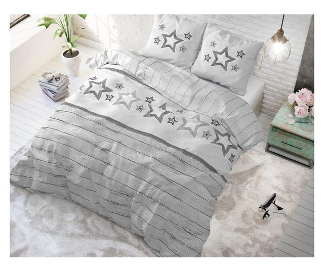 Set Posteljina Double Stars and Stars Grey