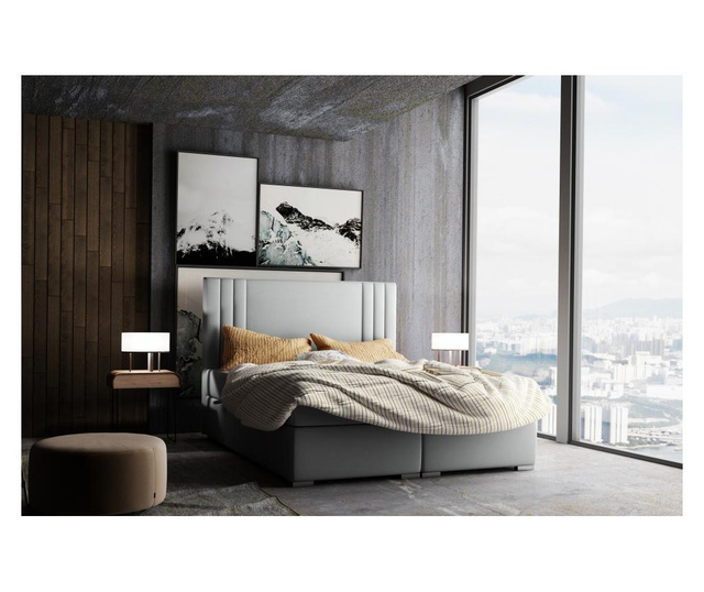 Boxspring krevet s prostorom za odlaganje Saint Light Grey 180x200 cm