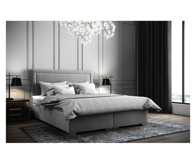 Boxspring postelja s prostorom za shranjevanje Annecy Dark Grey