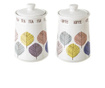 Set 2 recipiente cu capac Casa Selección, Leaves, ceramica, multicolor, 340 ml