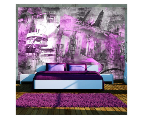 Tapeta Berlin - collage (violet) 210x300 cm
