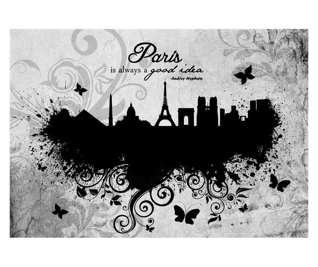 Ταπετσαρία Paris is always a good idea - black and white 210x300 cm