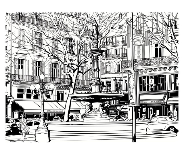 Ταπετσαρία Sketch of parisian fountain 231x300 cm