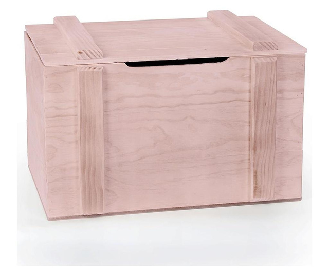 Cufar pentru jucarii Little Nice Things, Juquetero Pink, lemn de pin, 50x32x35 cm, roz