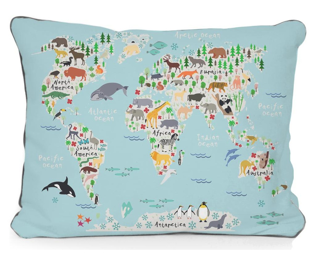 Animals Worldmaps Díszpárna 35x50 cm