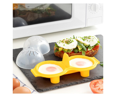 Dispozitiv pentru gatit oua posate Innovagoods, Oovi, silicon, galben, 23x11x9 cm