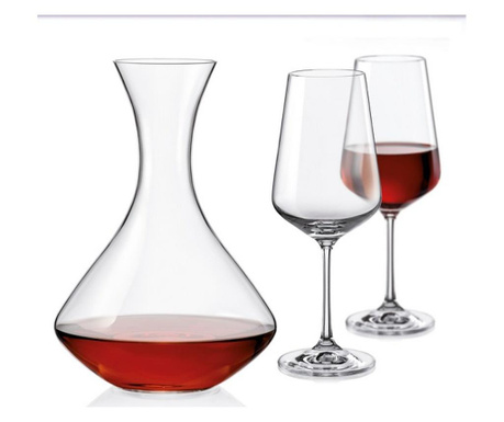 Set 2 čaša za vino i dekanter Bohemia Sandra