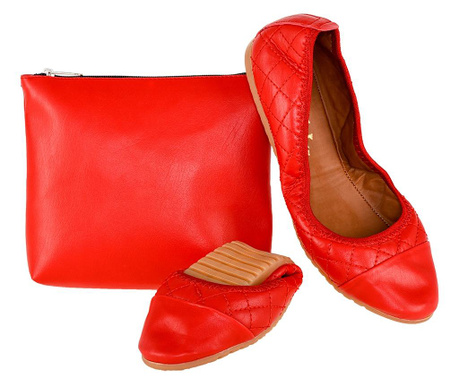 Skladacia plochá obuv s taškou na prenášanie Foldy Red