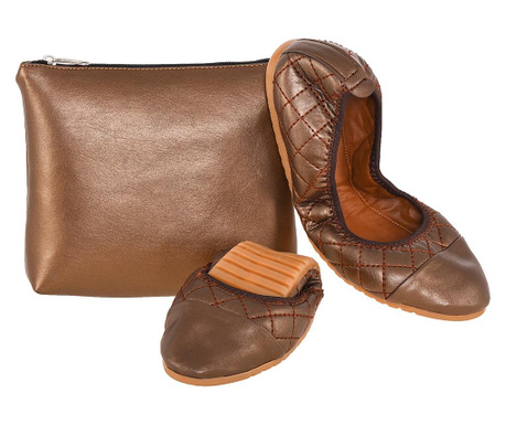 Foldy Brown Összecsukható lapos cipő hordtáskával