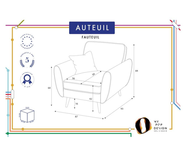 Auteuil Uni Blue Fotel