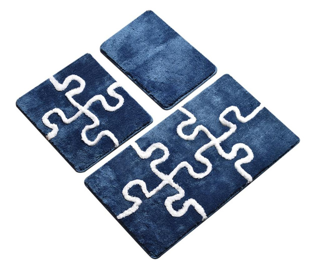 Puzzle Blue 3 db Fürdőszoba szőnyeg
