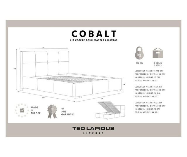 Cobalt Beige Ágy tárolóval 160x200 cm
