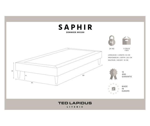 Saphir Ágykeret 90x200 cm