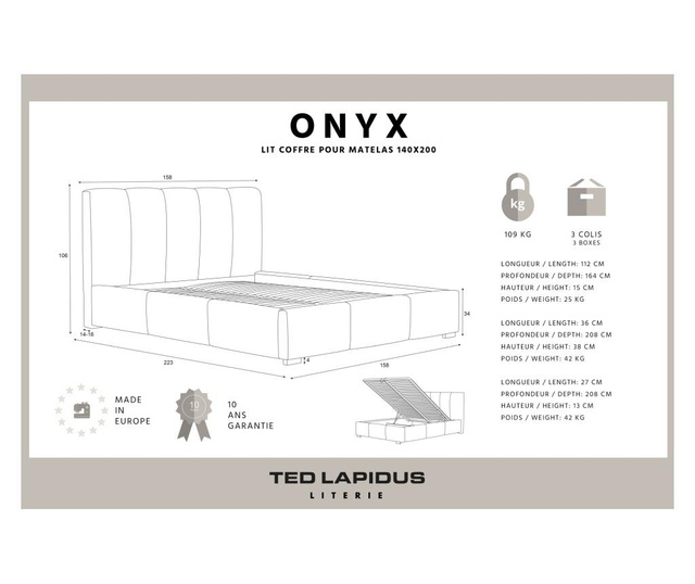 Легло с място за съхранение Onyx Marine Blue 140x200 см