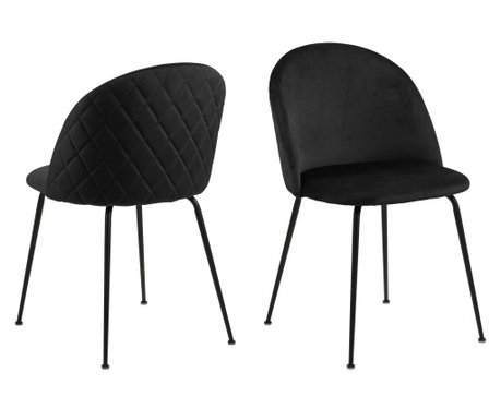 Set 2 scaune dining Actona, Louise Black, negru, 54x50x81 cm