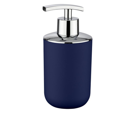 Dispenser pentru sapun lichid Wenko, Brasil, plastic TPE, 9x7x17 cm, albastru inchis