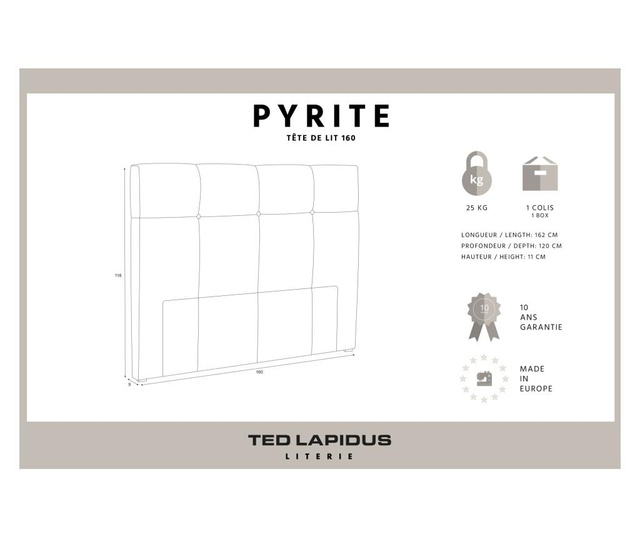 Pyrite Anthracite Ágytámla 160x118 cm