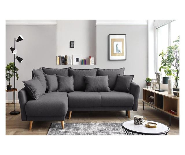 Lijeva kutna garnitura na razvlačenje Mia Dark Grey
