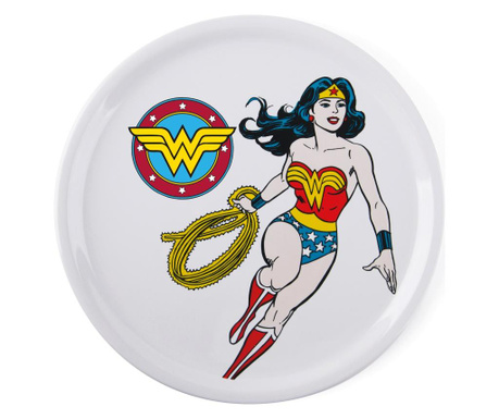 Platou pentru pizza Excelsa, Wonder Woman, portelan, 31x31x2 cm