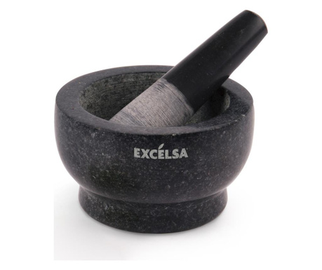 Mojar cu pistil Excelsa, granit negru, 15x15x9 cm