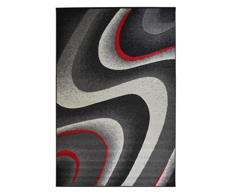 Covor Floorita, Moderno Onda Nero Rosso, 120x170 cm, negru/rosu