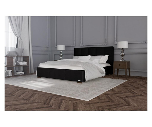 Легло с място за съхранение Allure Black 140x200 см