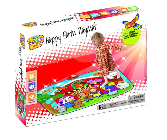 Музикален килим с дейности Happy Farm 72x95 см