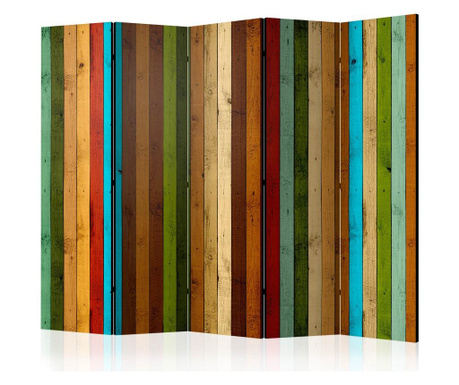 Despartitor de camera Artgeist, Wooden rainbow, material netesut, 225x3x172 cm