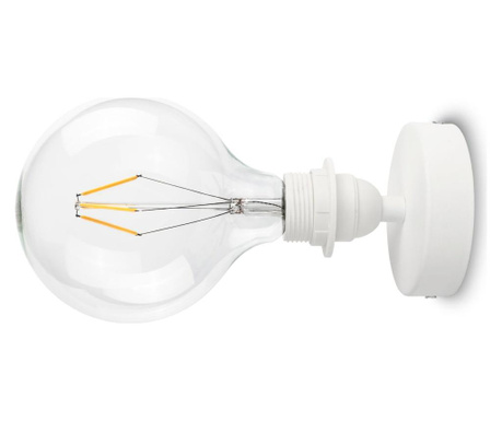 Aplica de perete Bulb Attack, Uno Plus, fasung din termoplastic, incandescent, LED, fluorescent, E27, alb