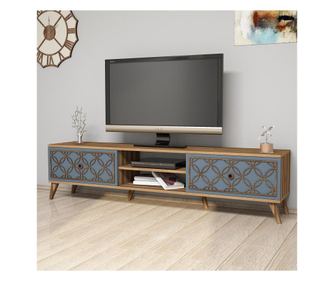 Comoda TV Hommy Craft, Class, PAL melaminat, 180x44x35 cm, maro nuc/calcedonia