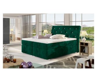 Pat boxspring cu spatiu pentru depozitare Balvin Dark Green