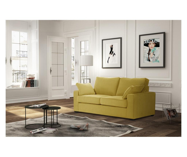 Canapea 2 locuri Jalouse Maison, Serena Yellow, galben, 170x96x90 cm