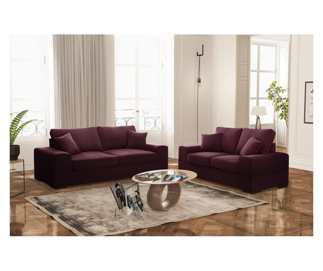 Dasha Bordeaux Háromszemélyes kihúzható kanapé