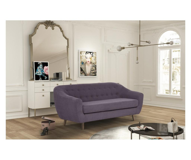 Canapea 3 locuri Jalouse Maison, Vicky Lilac, lila, 188x88x85 cm