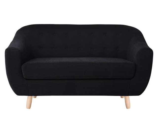 Canapea 2 locuri Jalouse Maison, Vicky Black, negru, 148x88x85 cm