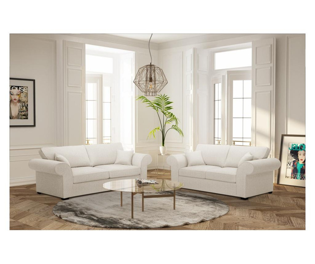 Canapea extensibila 2 locuri Jalouse Maison, Ivy Cream, crem, 225x90x84 cm