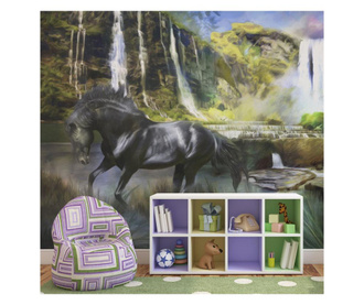 Fototapeta Horse On The Background Of Skyblue Waterfall 154x200 cm