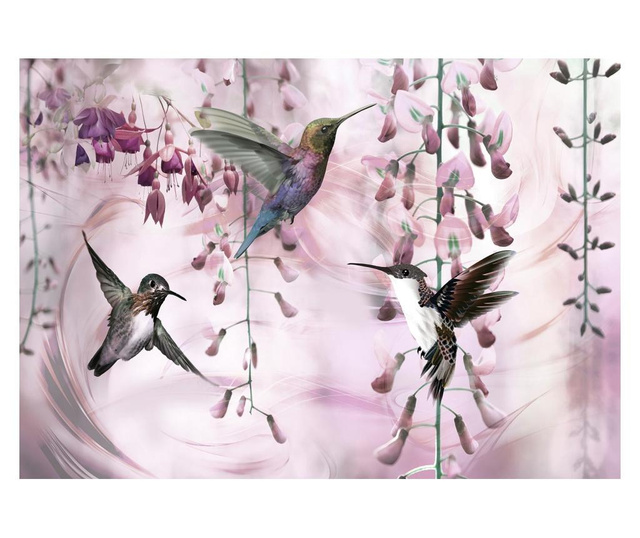Foto tapeta Flying Hummingbirds Pink 210x300 cm