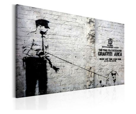 Potiskano platno Graffiti Area (Police and a Dog) by Banksy
