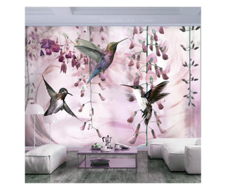 Foto tapeta Flying Hummingbirds Pink 140x200 cm
