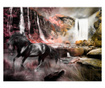 Fototapeta Black Horse By A Waterfall 193x250 cm